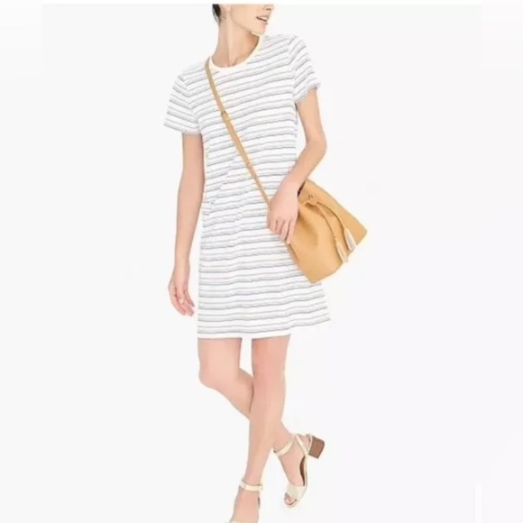 J. Crew Striped T-Shirt Dress S, Striped Short Sleeve Dress - Picture 1 of 8